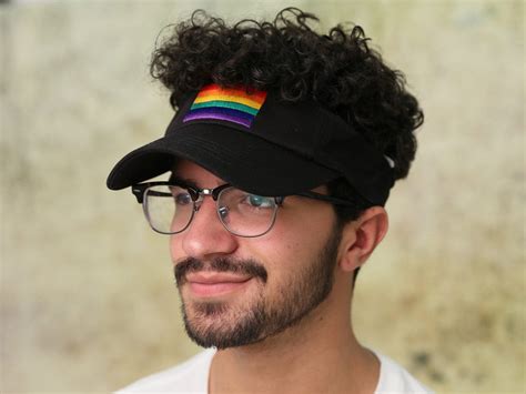 Wholesale Embroidered Rectangle Bulk Rainbow Flag Visors In Black