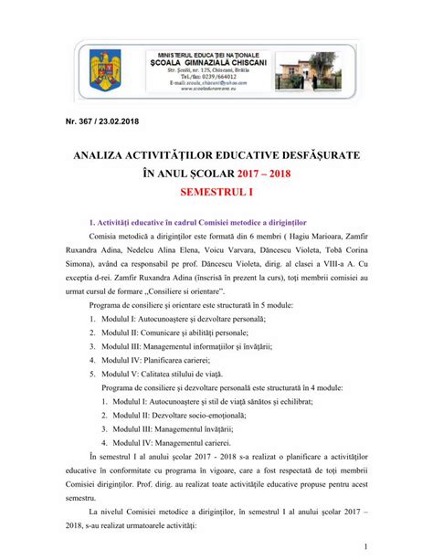 PDF ANALIZA ACTIVIT Ǎ Ţ ILOR EDUCATIVE DESF Ǎ ȘURATE ÎN ANUL