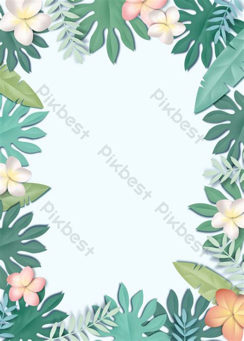 Paper Cut Border Style Colorful Plant Flowers Background | PSD Free ...