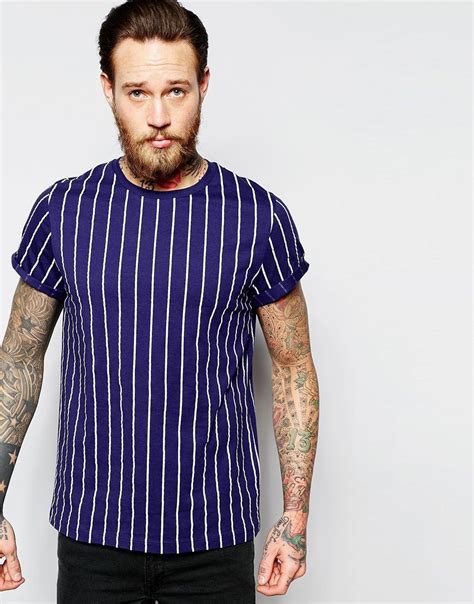 Asos T Shirt With Vertical Stripe In Knitted Fabric At Asos