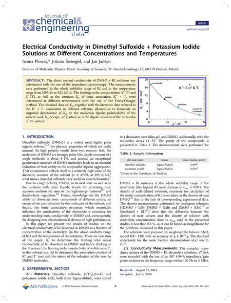 PDF Electrical Conductivity In Dimethyl Sulfoxide Potassium Iodide