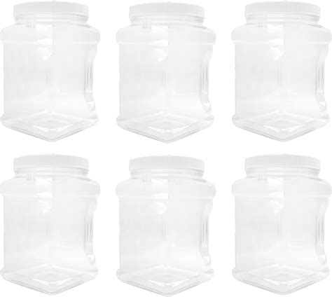 Amazon Small Clear Pet Plastic Square Grip Empty Jar Container