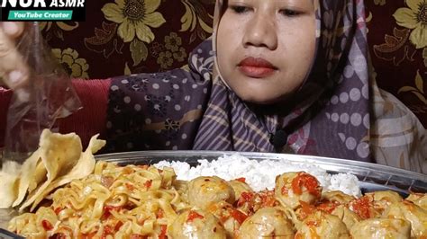 MUKBANG BAKSO MERCON MIE EXTRA PEDAS KERUPUK KEMPLANG ASMR Mukbang