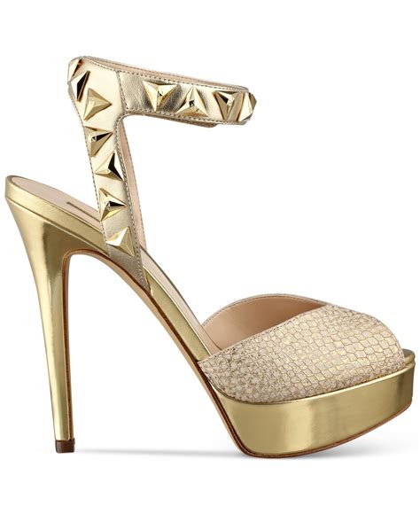 Guess Kaydee Platform Sandals In Metallic Lyst