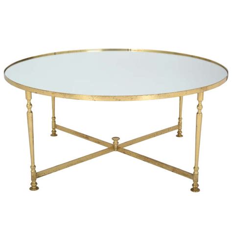 French Vintage Round Brass Coffee Table At 1stdibs Round Brass Coffee Tables Vintage Brass