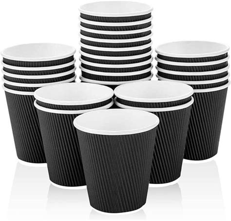 Markq Cups Oz Black Disposable Coffee Cups Triple Wall Ripple Hot Paper Cups For Tea