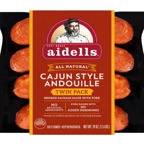 Aidells Smoked Pork Sausage Cajun Style Andouille Twin Pack Fully