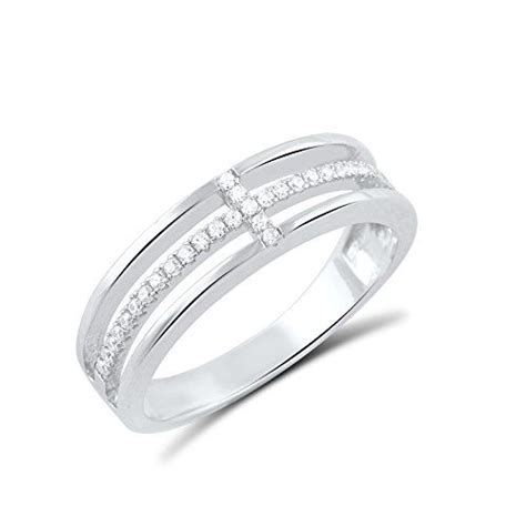 Silvercloseout Sterling Silver Cz Sideways Cross Ring Size 4 10