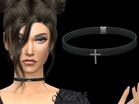 The Sims Resource 90 S Cross Choker By Natalis • Sims 4 Downloads