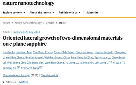 纳米人 Nature Nanotechnology：在al2o3基底上生长单晶过渡金属硫化物