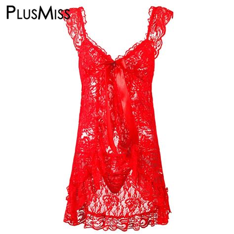 PlusMiss Sexy Large Size Babydoll Chemise Sex See Through Hot Erotic