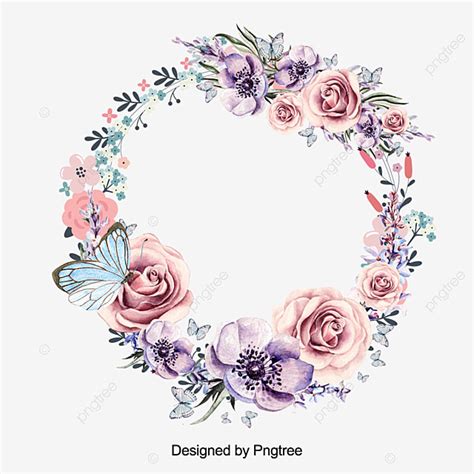 Belle Couronne De Fleurs Avec Des Feuilles Design PNG Clipart