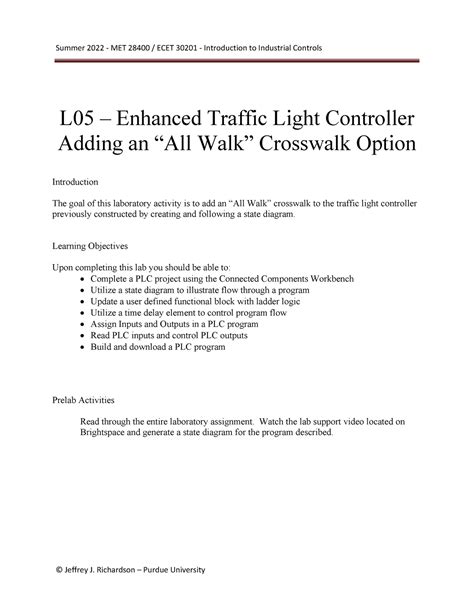 L05 - Summer 2022 - Traffic Light Part 2 - Delay and Cross Walk
