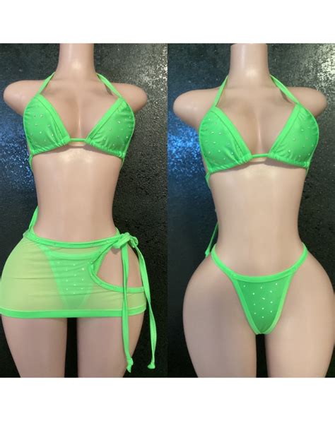 Rhinestone Bikini With Matching Mesh Skirt Ultravixen Dancewear