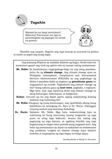 Filipino 6 Modyul 1 Pagsagot Sa Mga Tanong Tungkol Sa Napakinggan