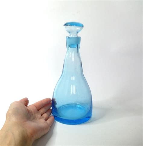 Mid Century Blue Decanter Set Blue Glass Liqueur Carafe And Etsy