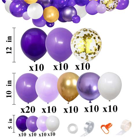 Buy 130pcs Purple Gold Balloons Garland Arch Kit Assorted Dark Pastel