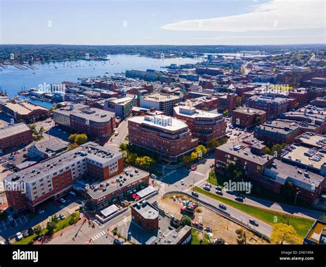 Aerial View Of Portland Old Port And Fore River In Downtown Portland