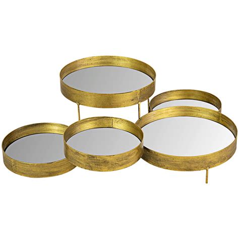 Kalalou Multi Level Brass Mirror Display Stand