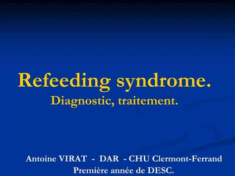 Ppt Refeeding Syndrome Diagnostic Traitement Powerpoint