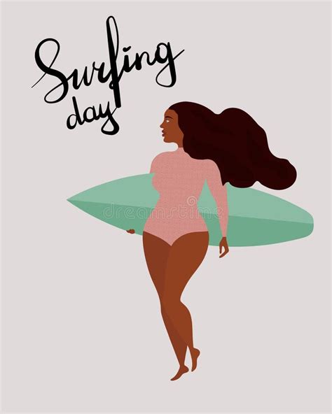 Cartel Con La Muchacha Negra De La Persona Que Practica Surf Con La