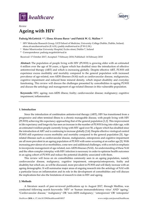 Pdf Ageing With Hiv