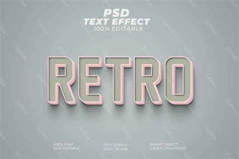 Retro Font Style Text Effect Photoshop Premium Psd File