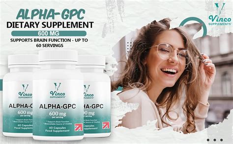 Vinco Alpha GPC Choline Supplement 600mg 60 Capsules Beginner