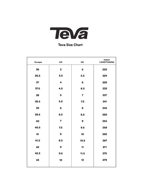 Teva Size Chart Sale Online