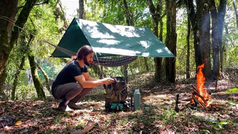 ACAMPAMENTO SOLO NA SELVA Armadilha Pra Peixe E Um Abrigo De Lona