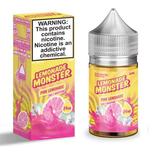 Pink Lemonade 30ml Nic Salt Vape Juice - Lemonade Monster - 24MG ...