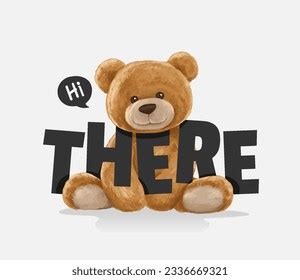 Take Risk Slogan Bear Toy Walking Stock Vector Royalty Free