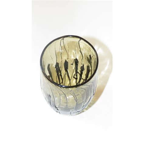 Modern Cys Excel Hand Blown Art Glass Striated Amber And Black Vase Chairish