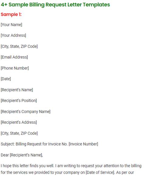 4 Sample Billing Request Letter Templates