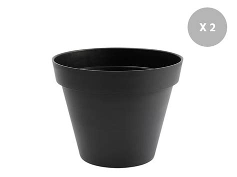 Lot De Pots De Fleur Rond Toscane X H Cm Anthracite Eda