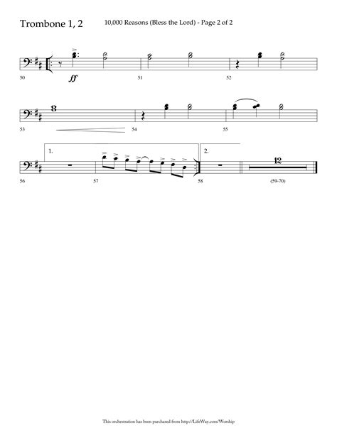 10 000 Reasons Bless The Lord Choral Anthem Satb Trombone Sheet