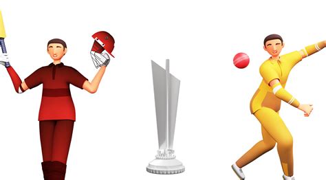 3d Render Cricket Batsman With Bowler Player Of Participating Countries