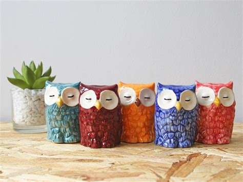 Owl Figurines Ceramic Gift Miniature Owls Owl Gift - Etsy