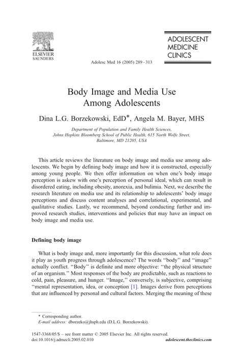 PDF Body Image And Media Use Among Adolescents