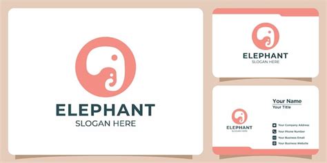 Conjunto De Logotipos De Elefantes Minimalistas Y Tarjetas De Visita