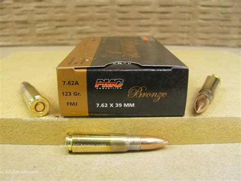 20 Round Box 7 62x39 123 Grain Fmj Non Magnetic Projectile Brass Case Pmc Ammo 762a