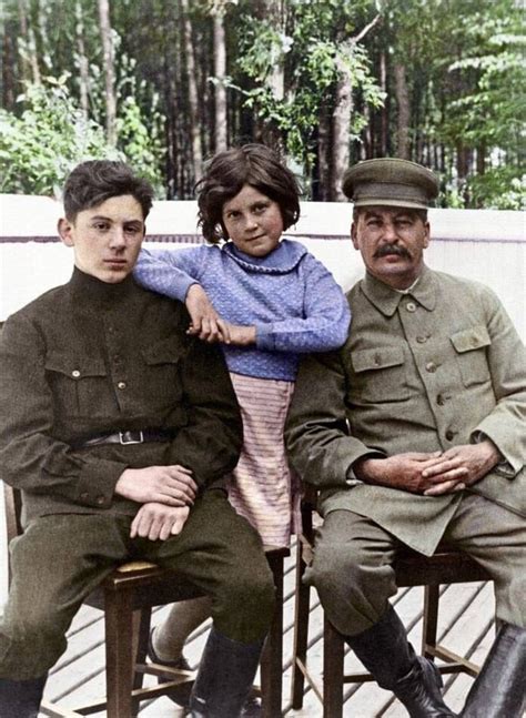 Joseph Stalin with his son Vasily and daughter Svetlana. USSR, "Steel ...