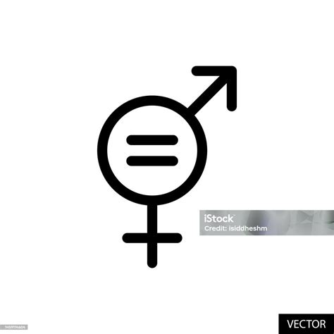 Gender Equality Symbol Vector Icon In Line Style Design Isolated On White Background Editable