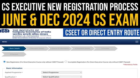 Cs Executive Dec New Registration Process Cs Executive