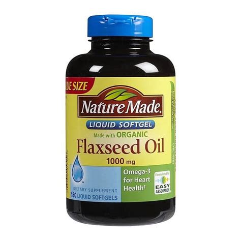 Nature Made Flaxseed Oil 1000 Mg Softgels 180 Ea