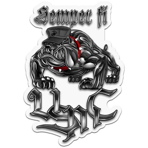 Usmc Semper Fi Decal Marine Corps Chrome Bulldog Sticker Devil Dog