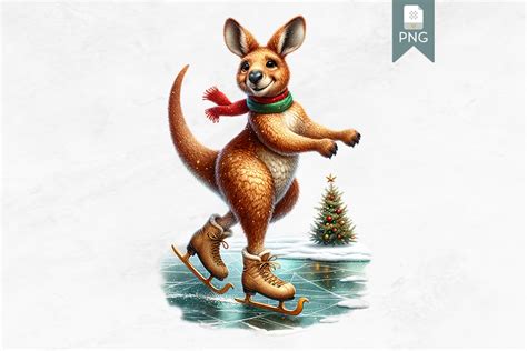 Ice Skating Christmas Kangaroo Clipart Graphic By Bijou Bay · Creative