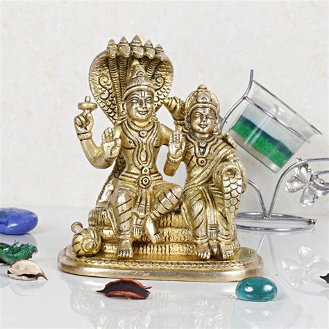 Buy Artvarko Brass Vishnu Laxmi Sitting On Sheshnaag Murti Lord Bhagwan