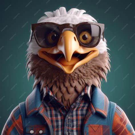 Premium Ai Image 3d Cartoon Eagle Portrait Wearing Clothes Standing