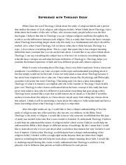 Experience With Theology Essay Docx EXPERIENCE WITH THEOLOGY ESSAY